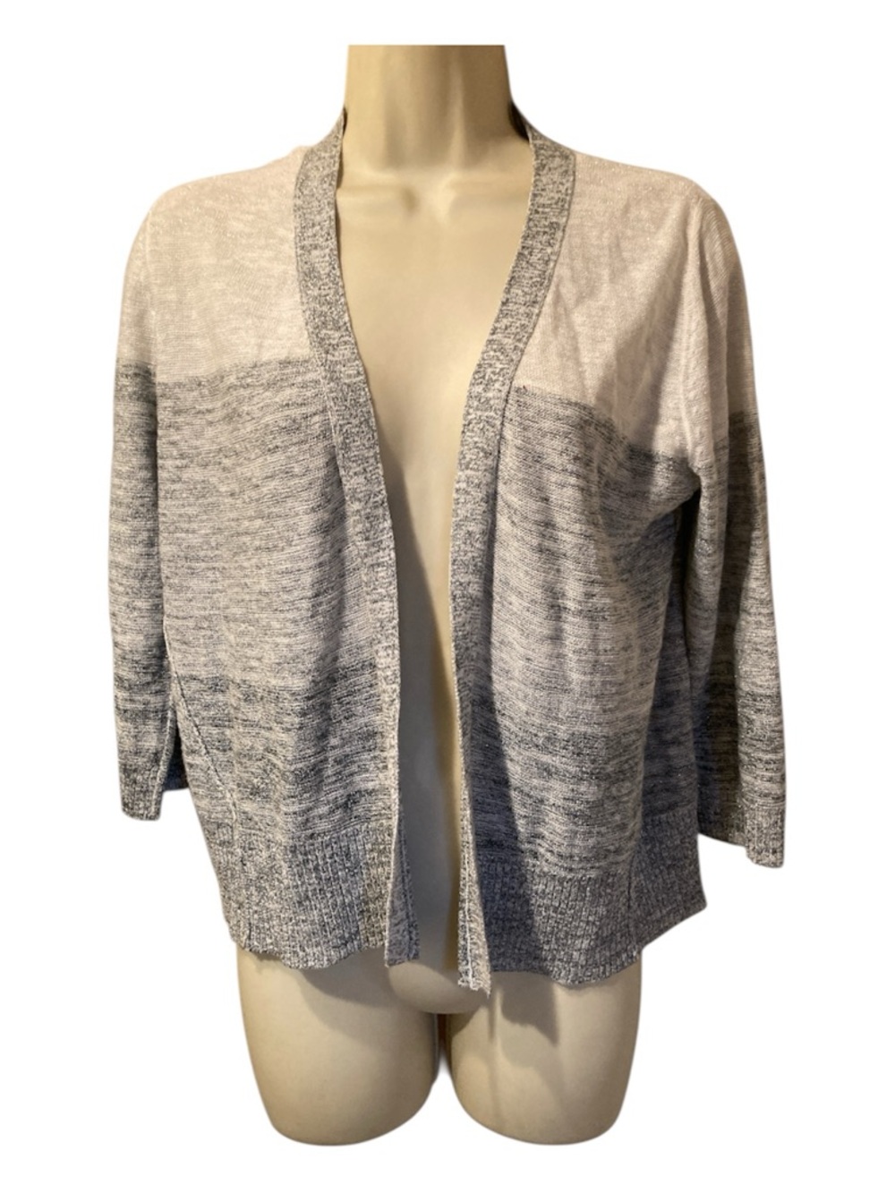 Reitmans Two-Tone Gray Open-Front Cardigan
